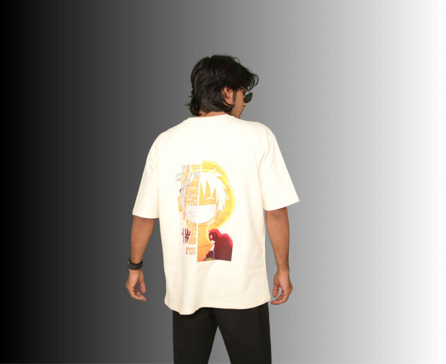 Luffy "Pirate King" Ambition Oversized Tee – Cream White