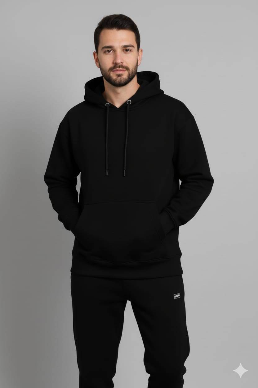 Black Pliain HOODIE