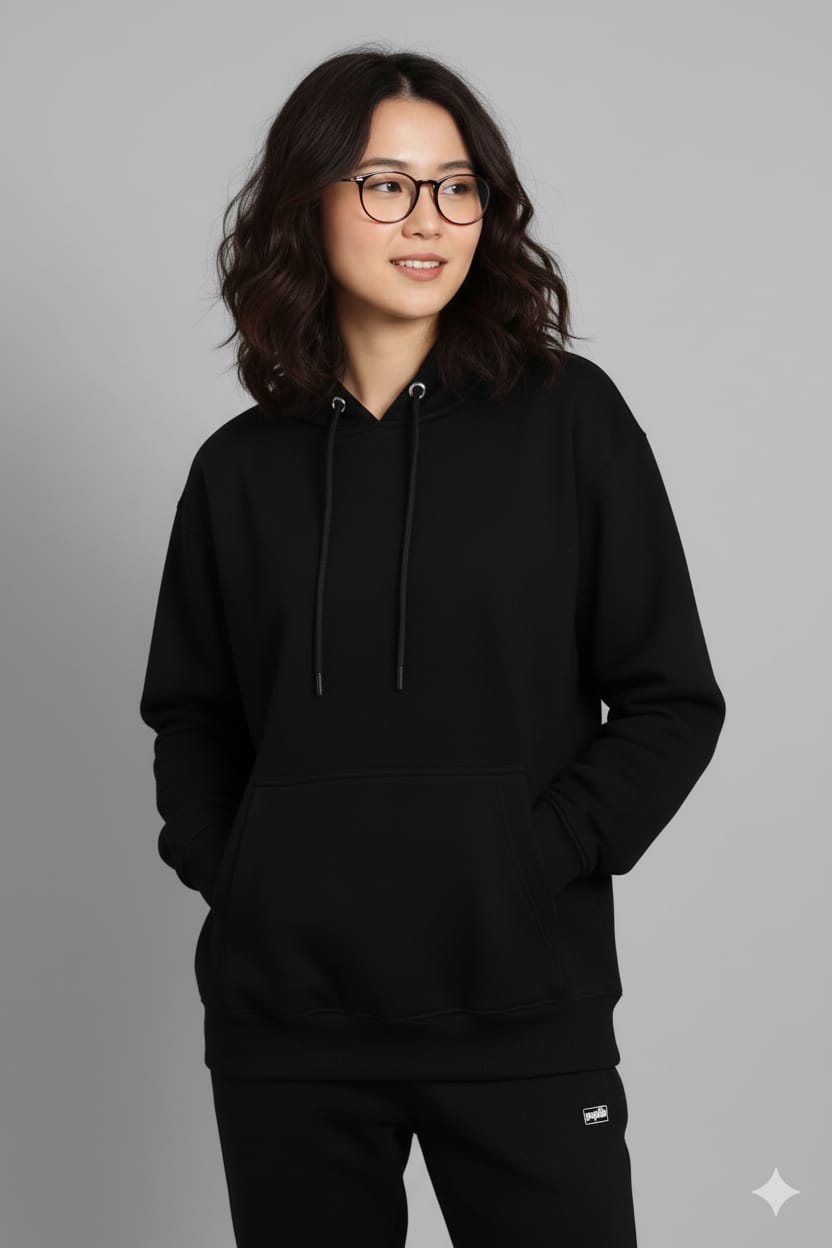 Black Pliain HOODIE