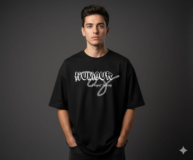 Printed Black Oversized T shirt