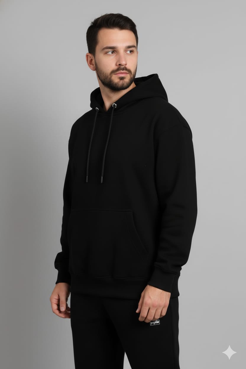Black Pliain HOODIE