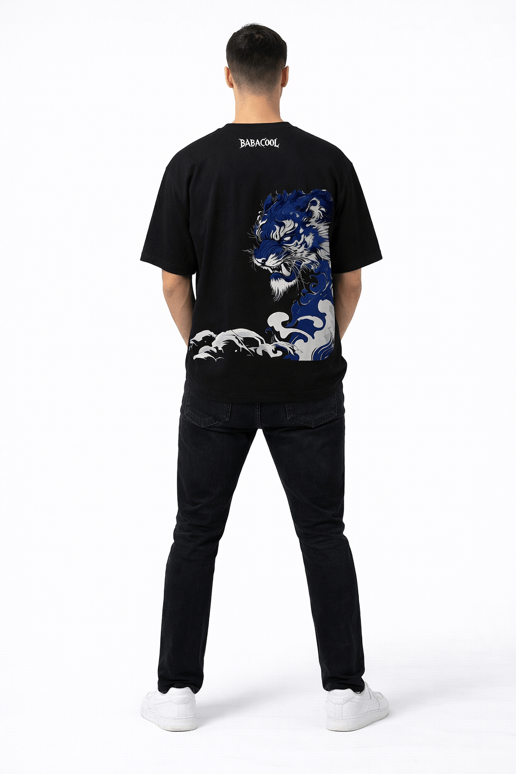 'Midnight Roar' Back Oversized Tee - BABACOOL - TSHIRT