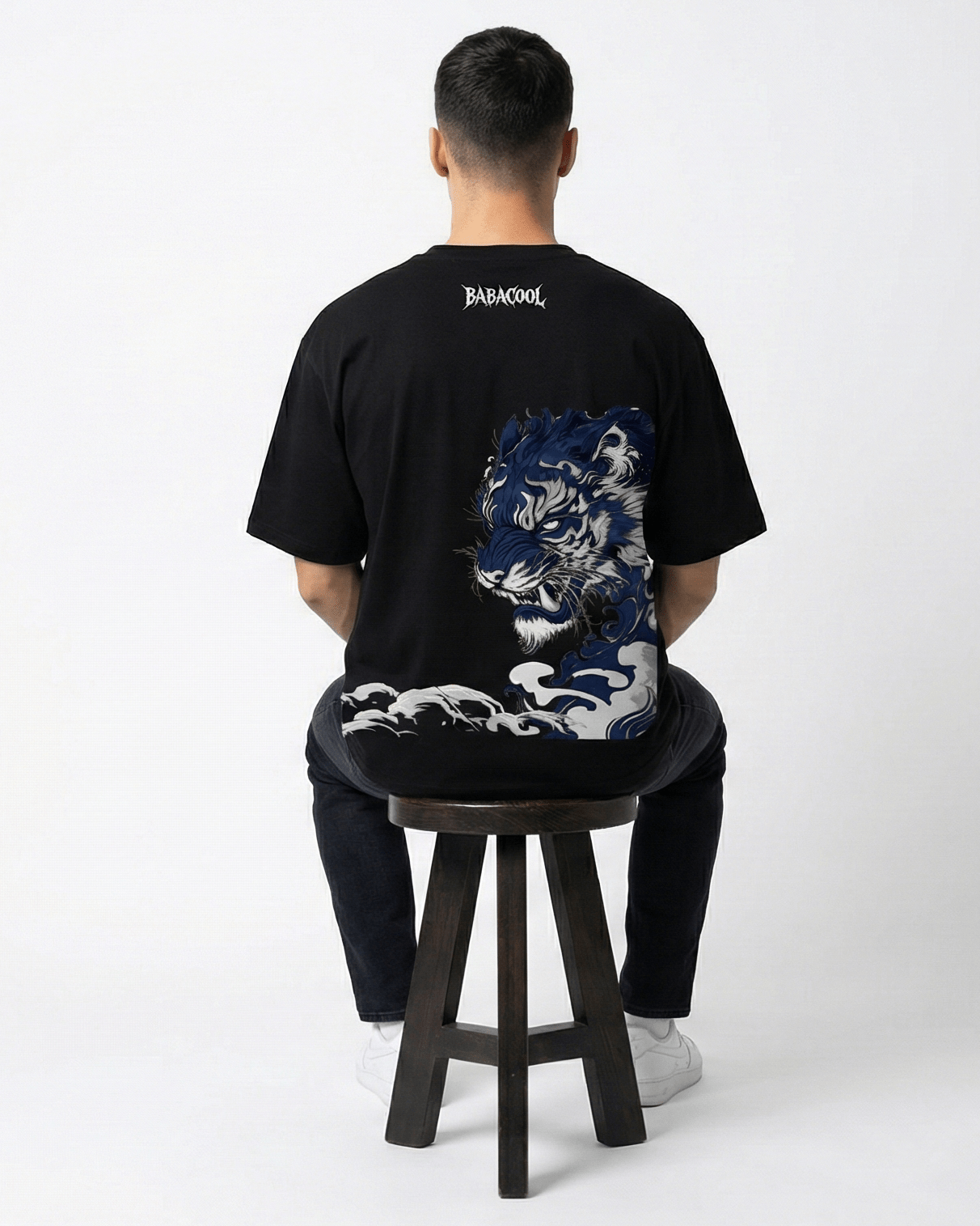 'Midnight Roar' Back Oversized Tee - BABACOOL - TSHIRT